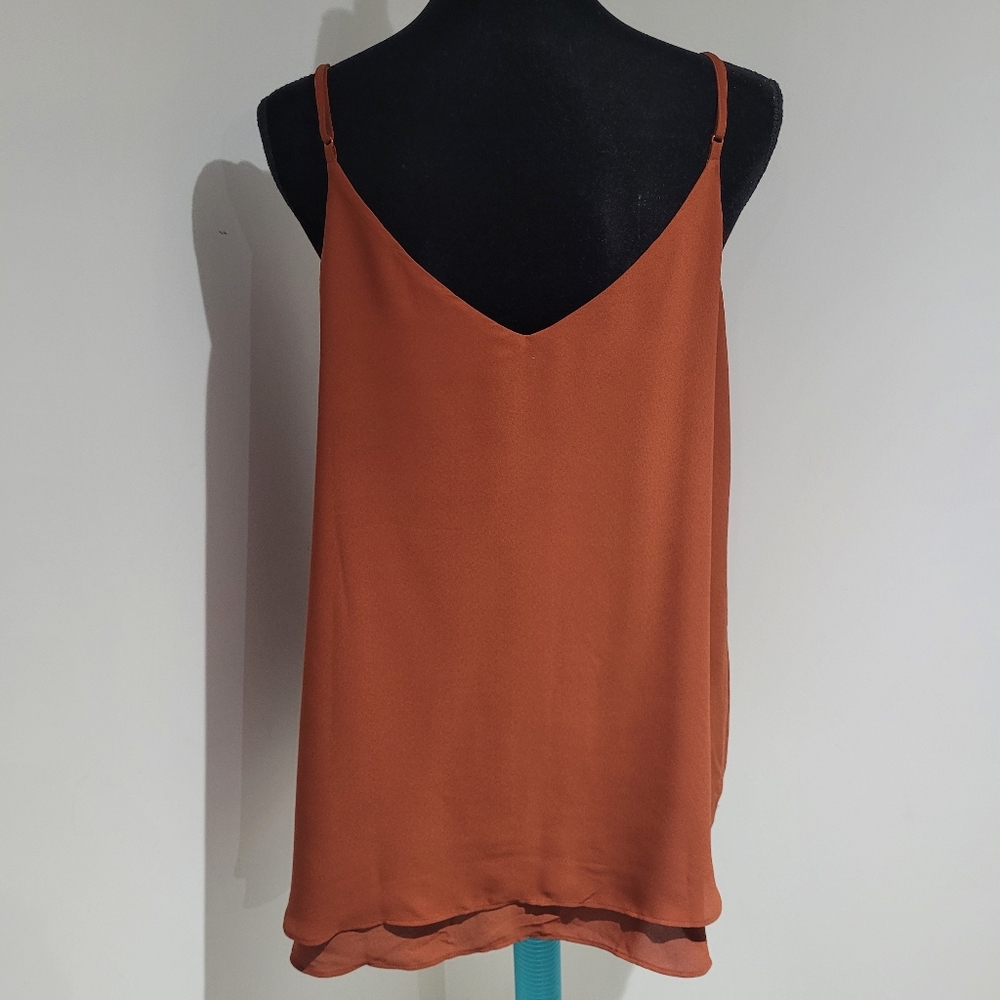 Addition Elle Women's Flowy Double Layer Adjustable Strap Cami 1X Rust Brown NEW - Picture 6 of 11